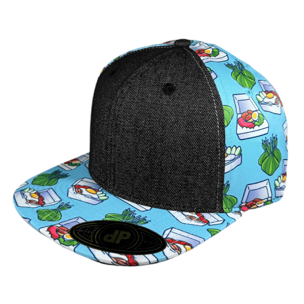 2 Tone Black Denim\ Plate Lunch Snapback