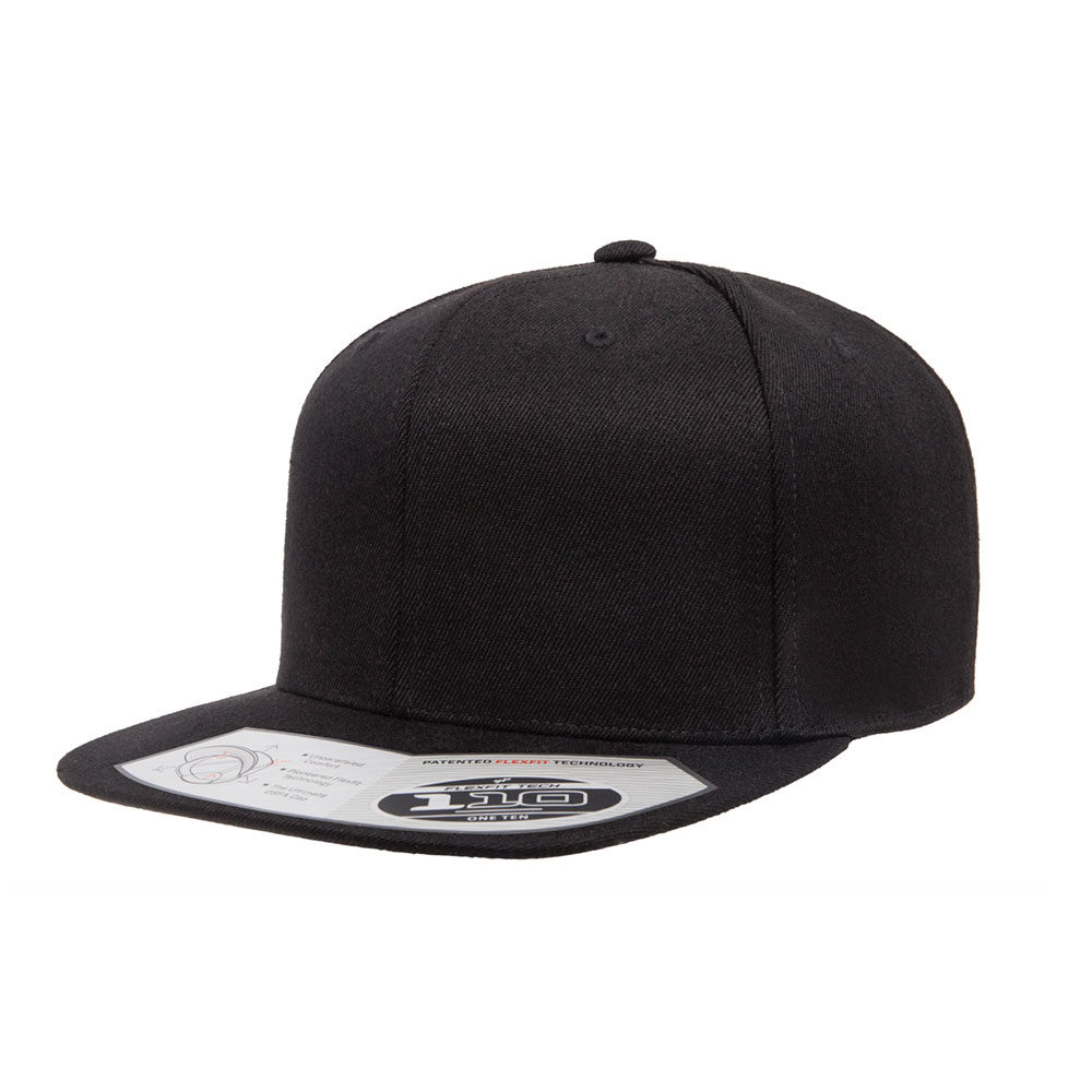 Flexfit-110F-Flatbill-Snapback-Black-Hat