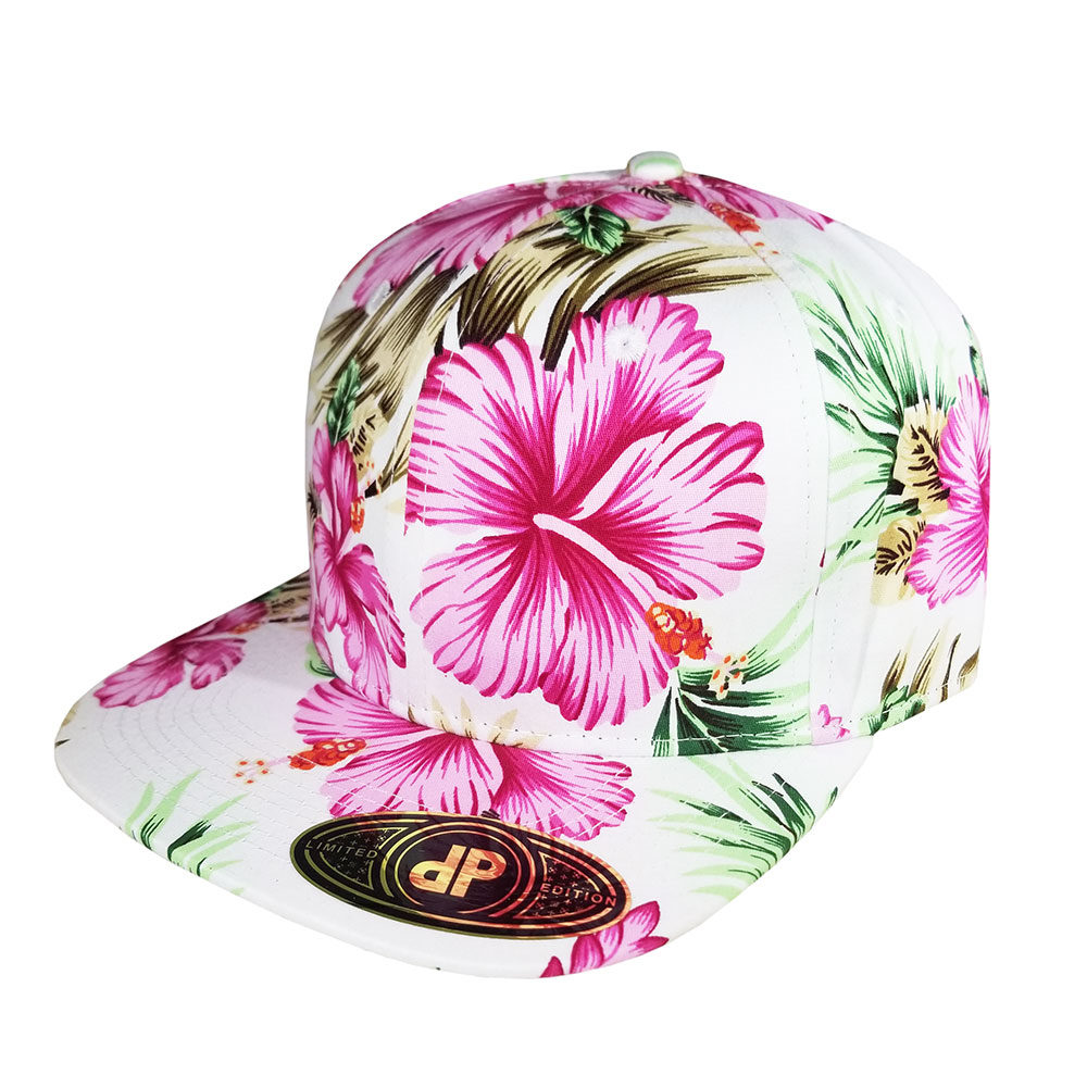 All-Full-Pink-White-Floral-Snapback-Hat
