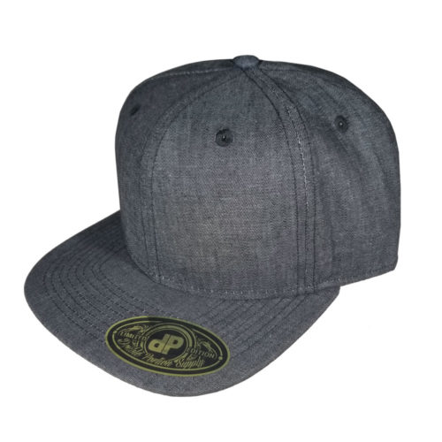 Solid-Black-Denim-Flatbill-Snapback-Hat