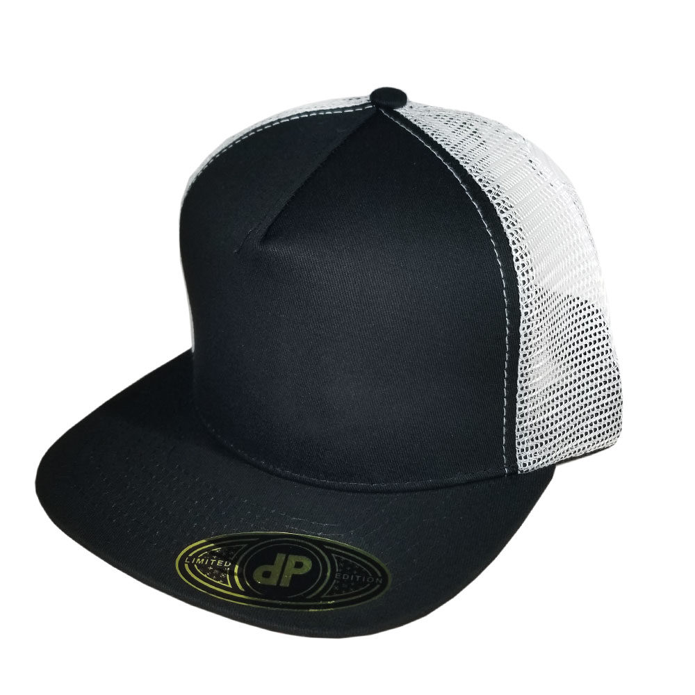 Black-White-Mesh-Flatbill-Snapback-Hat