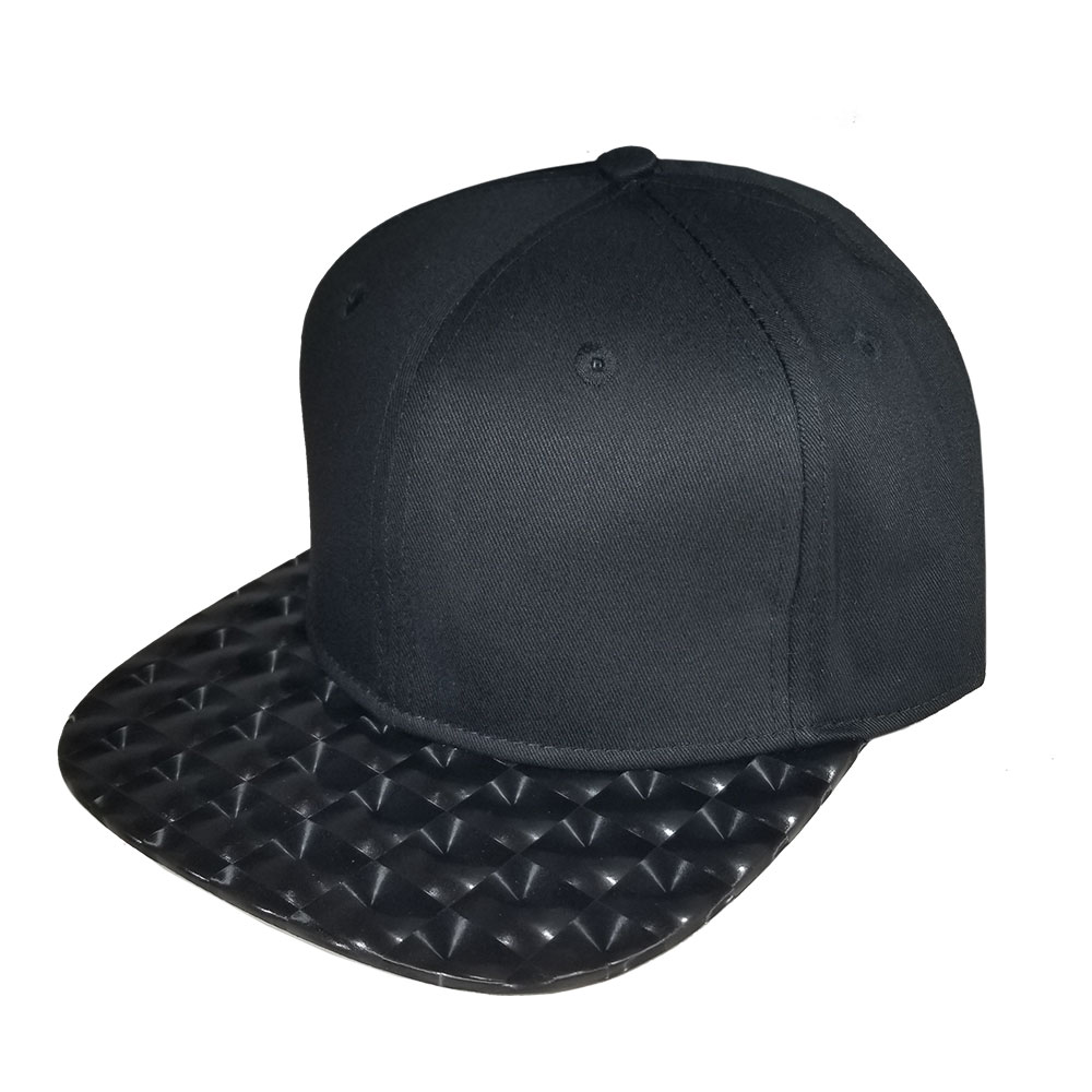 Blank Hat Snapback Flatbill: Solid Black / Hologram bill | Double ...