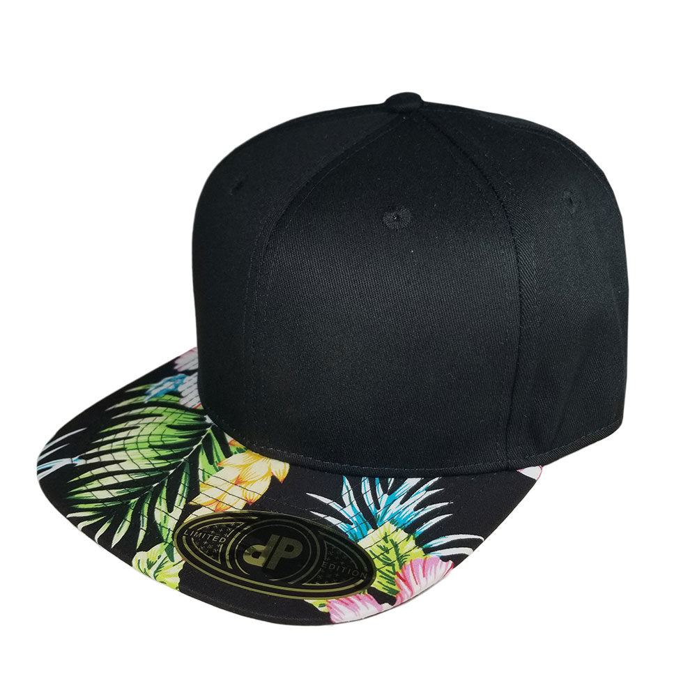 Black-Black-Floral-Bill-Snapback-Hat
