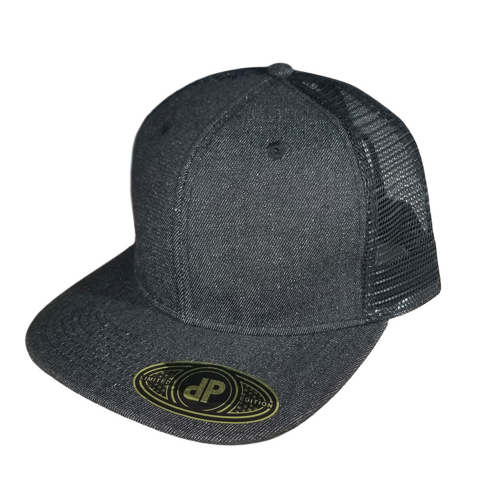 Black-Denim-Mesh-Snapback-Hat