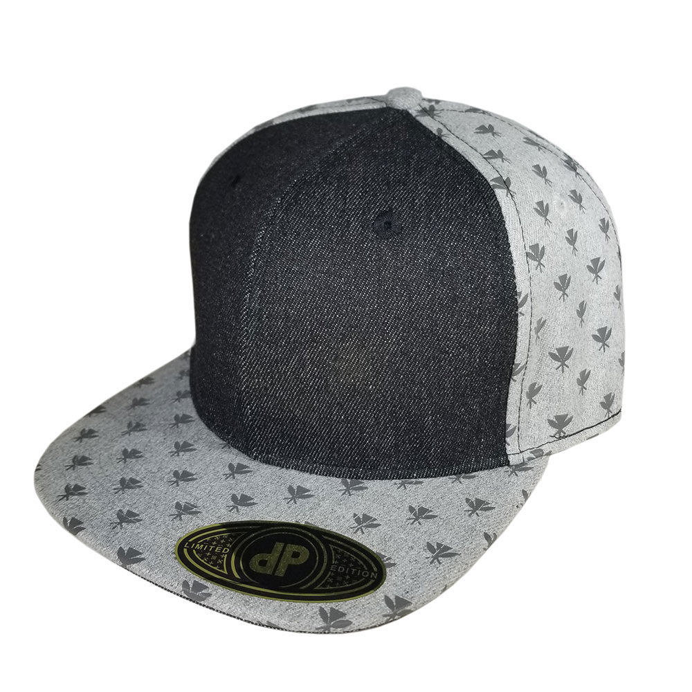 Black-Denim-Gray-Grey-Kahili-Pattern-Snapback-Hat