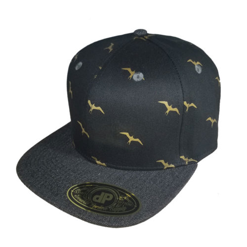 Iwa-Black-Denim-Gold-Snapback-Hat