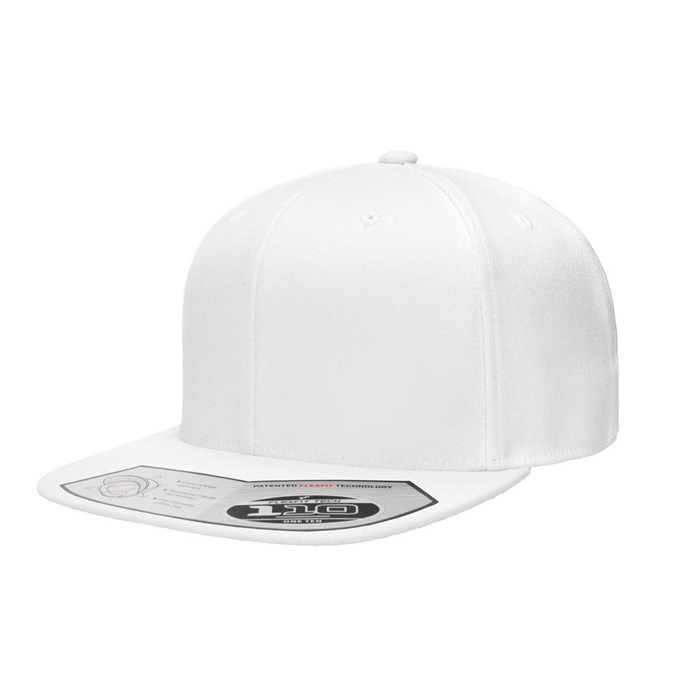 Flexfit-110F-Flatbill-Snapback-White-Hat
