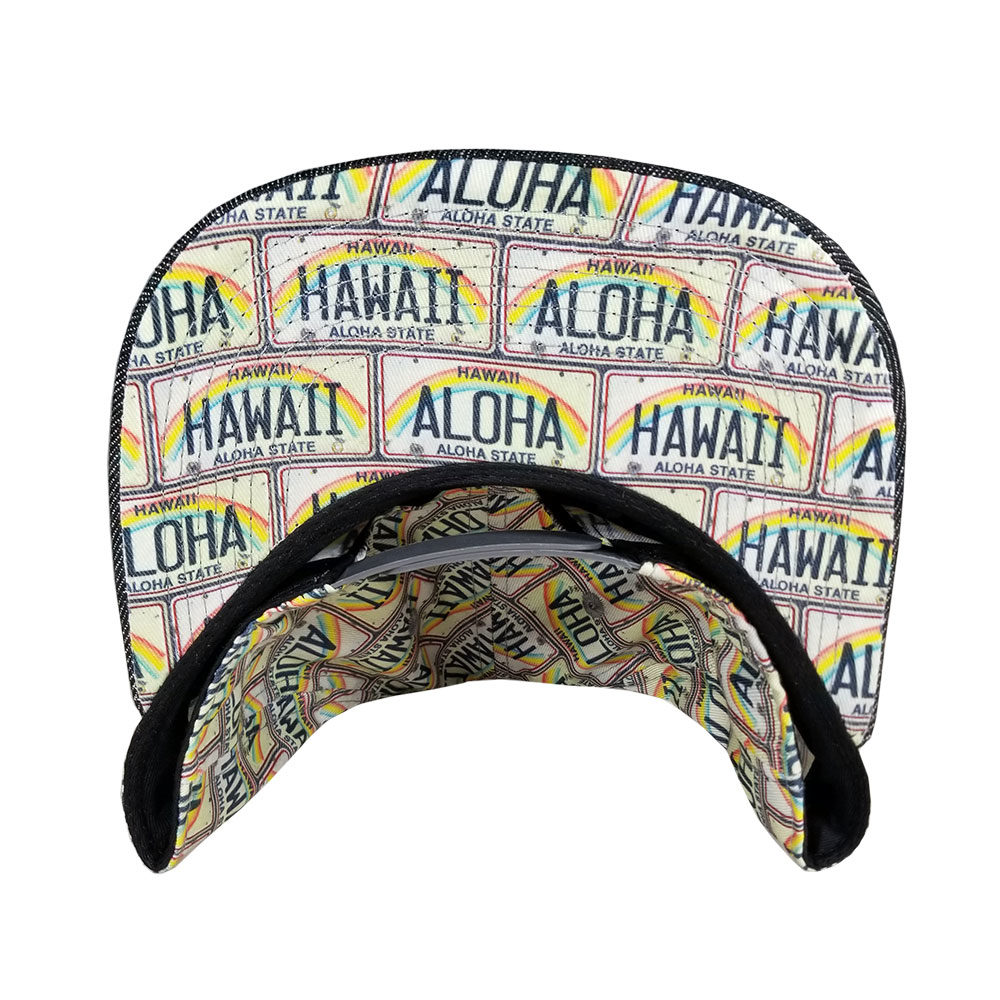 Aloha-Hawaii-License-Plate-Snapback-Flatbill-Hat-UnderBill