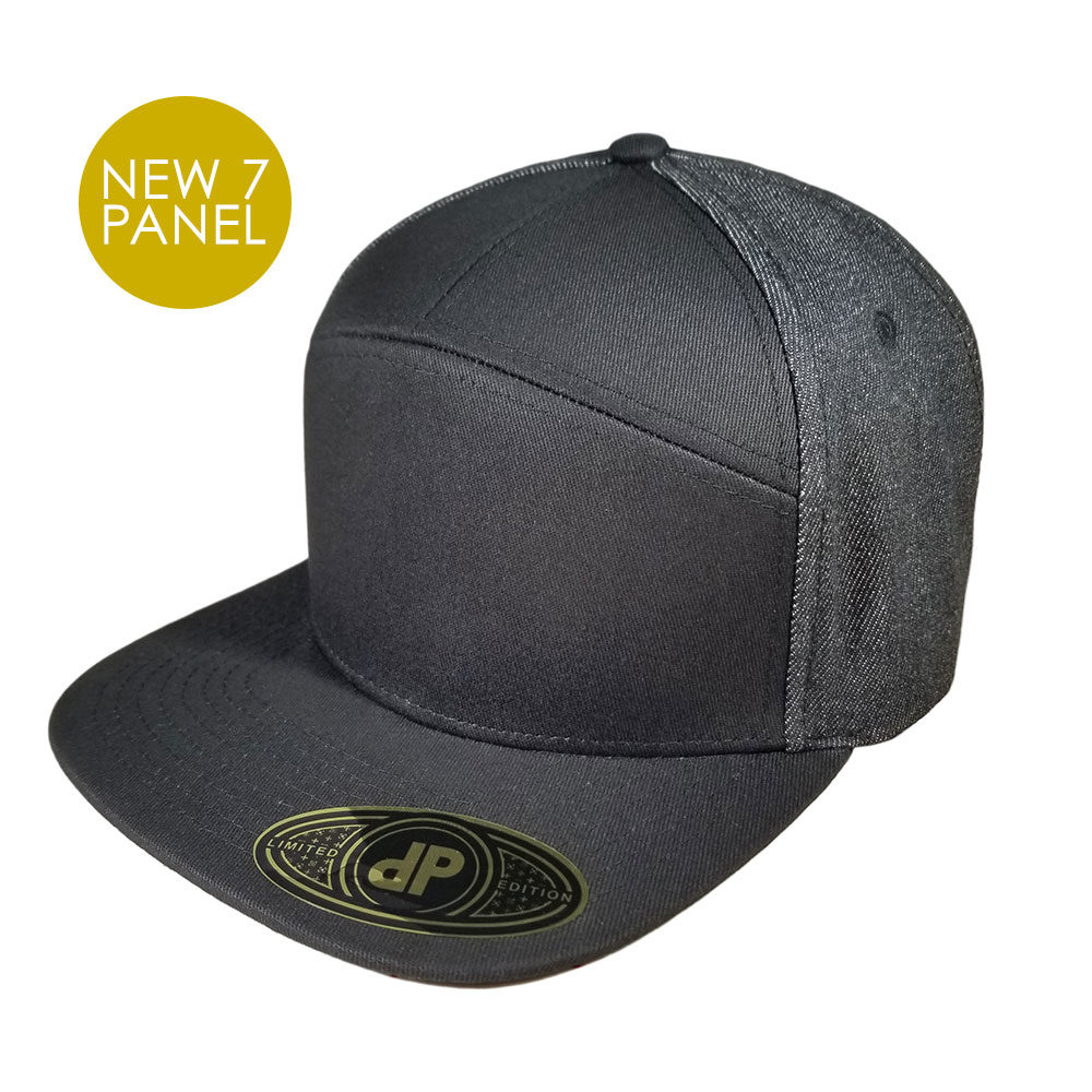 7-Seven-Panel-Black-Denim-Snapback-Hat