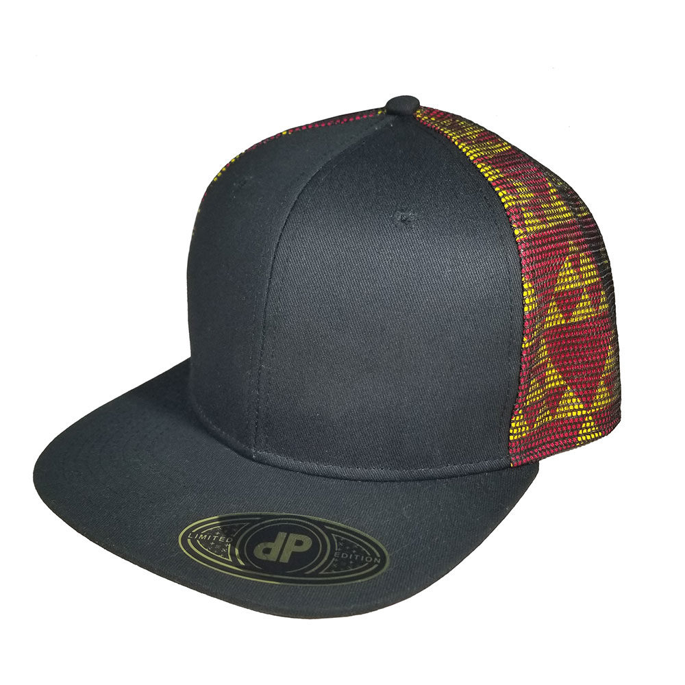 Black-Triangles-Red-Yellow-Mesh-Over-Snapback-Curved-Bill-Hat-Cap
