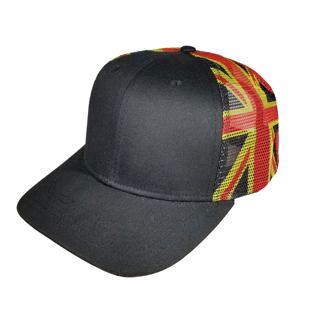 Hawaiian-Islands-Denim-Red-Yellow-Black-Snapback-Flatbill-Hat