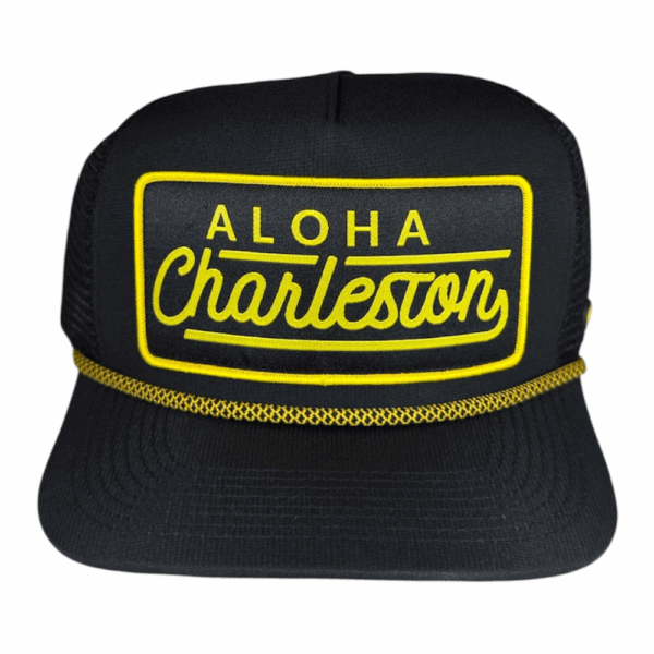 anxd 5 panel black mesh golden rope aloha charleston patch