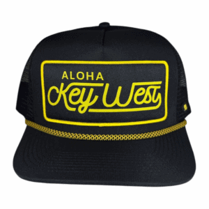 anxd 5 panel black mesh golden rope aloha key west patch
