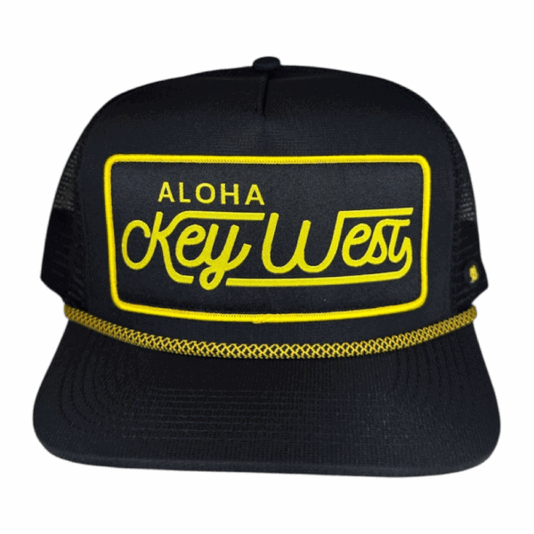 anxd 5 panel black mesh golden rope aloha key west patch