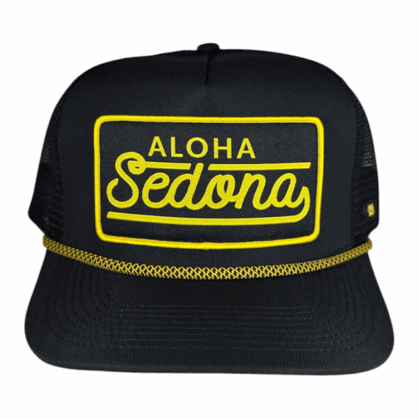 anxd 5 panel black mesh golden rope aloha sedona patch