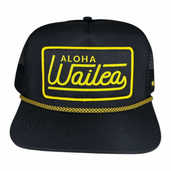 anxd 5 panel black mesh golden rope aloha wailea patch