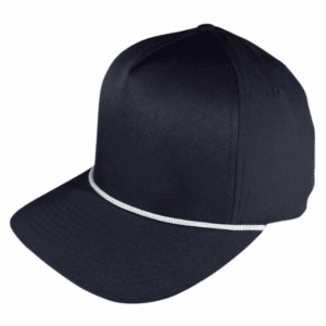 black 5 panel mid curve/ white rope