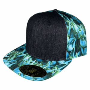 black denim/ jade flower