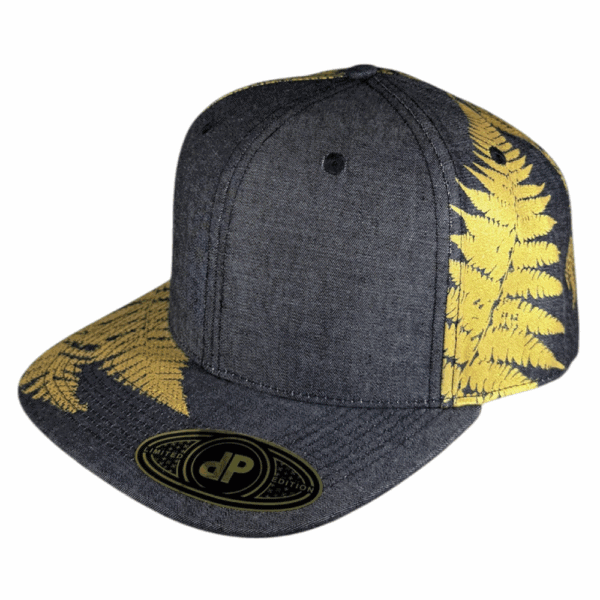 black denim/ golden ferns