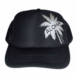 Black/ Silver Aloha Palm Youth Foam Trucker