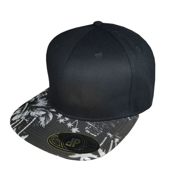 black and white floral bill flatbill snapback hat 7.jpg