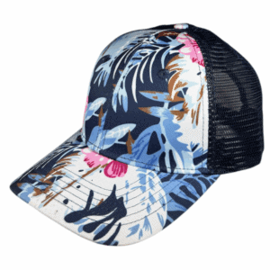 curved blue floral mesh