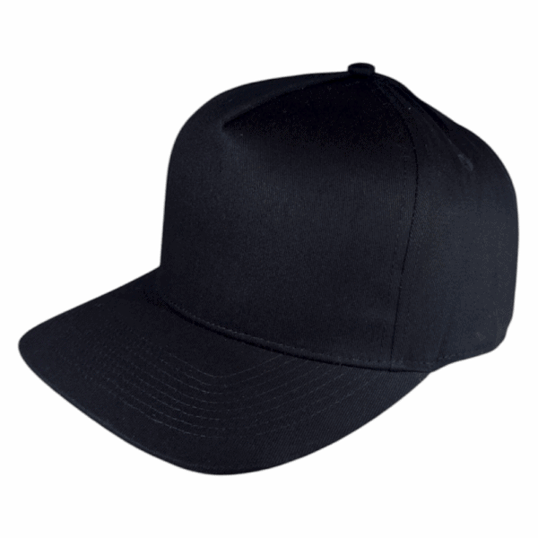 5 panel cotton black curved