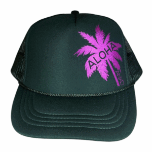 Forest/ Pink Aloha Palm Youth Foam Trucker