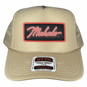 khaki foam trucker mahalo patch