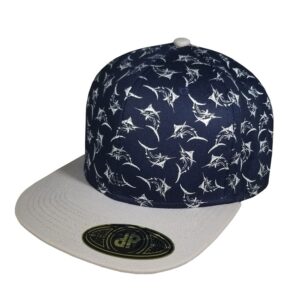marlin fish silver navy blue snapback curved bill hat cap 7.jpg