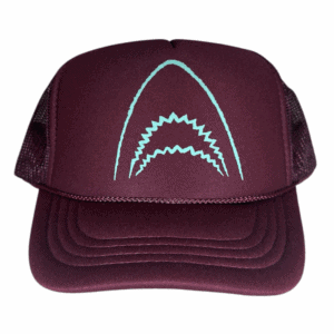 maroon/ mint jaws foam trucker