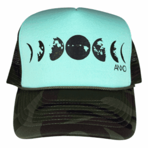 Mint Camo Foam Trucker: Black Moon Phases