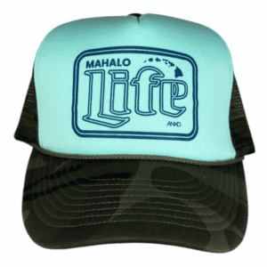 Mint Camo Foam Trucker: Navy Mahalo Life