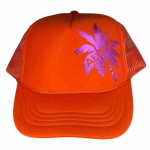 Orange/ Pink Aloha Palm Youth Foam Trucker