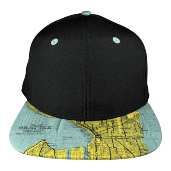 black map of seattle waterman snapback