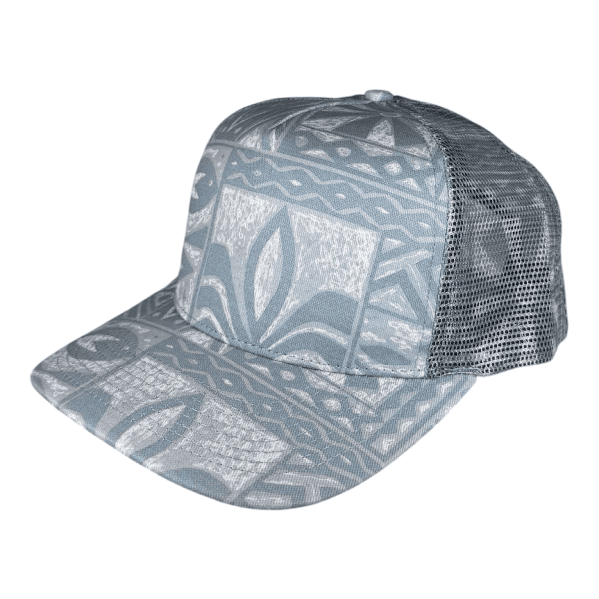 tapa floral mesh curved bill snapbacks (5 panel) dusty blue tapa floral