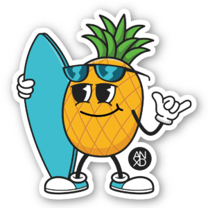 surfing pineapple sticker pack