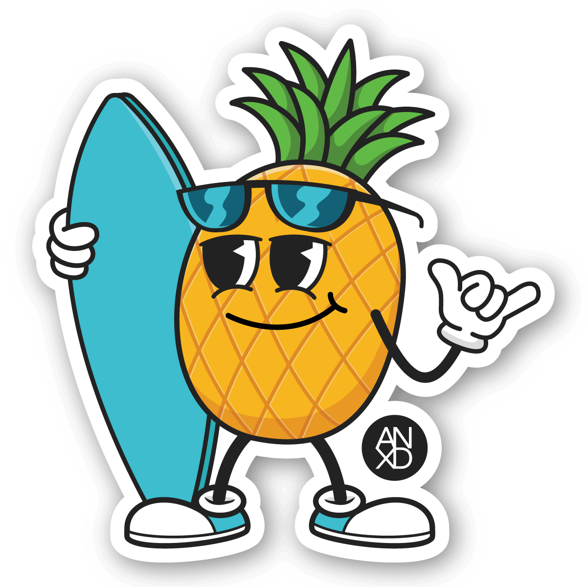 surfing pineapple sticker pack