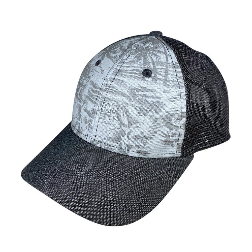 Snaback Curved Bill Coffee Floral Grey Mesh Back